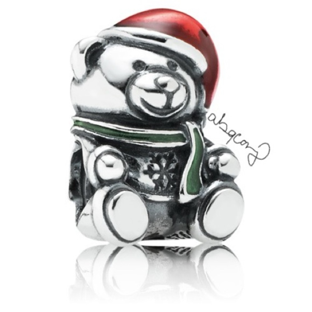 EUC Pandora 791391ENMX Sterling Silver Christmas Bear Charm